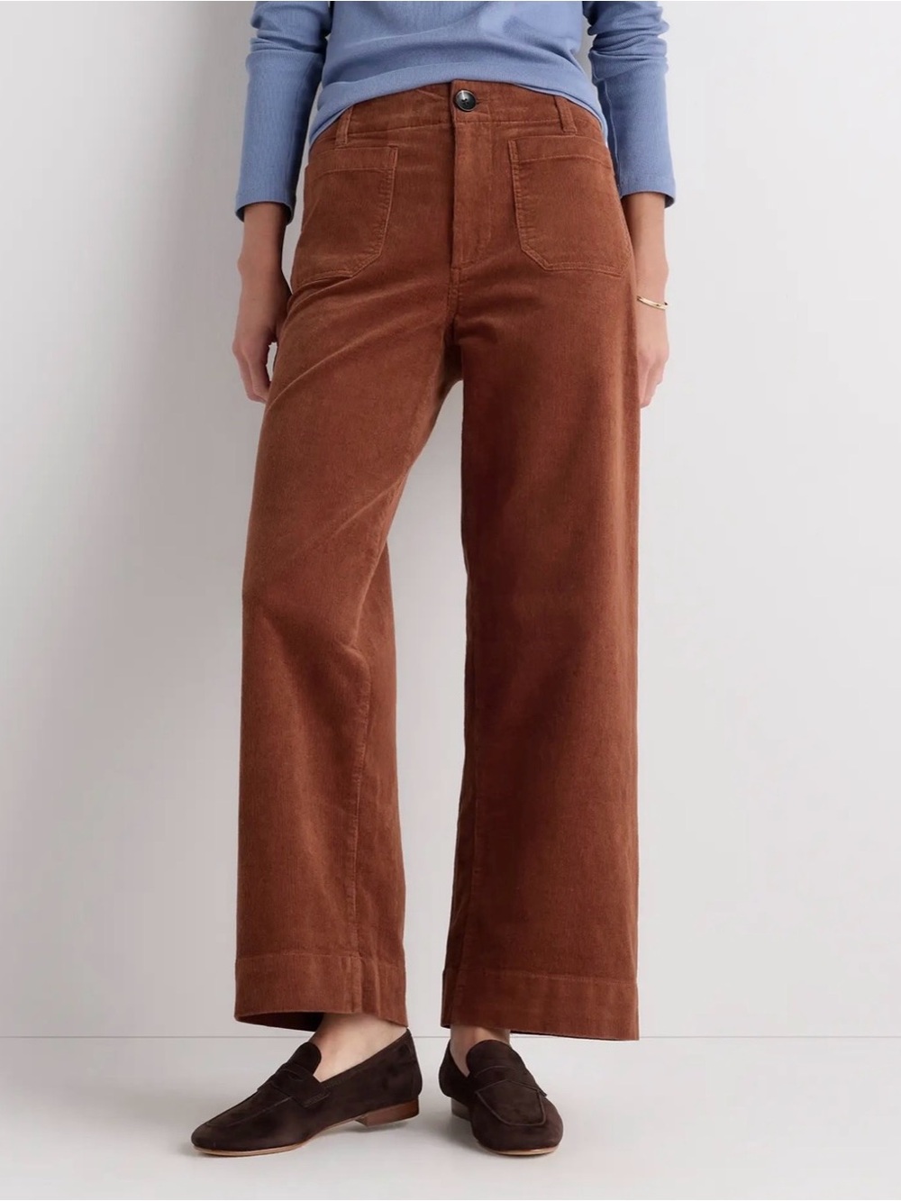 J CREW Corduroy Wide Leg Pants Trousers Women's Size 32 Plus Brown Crop Cotton